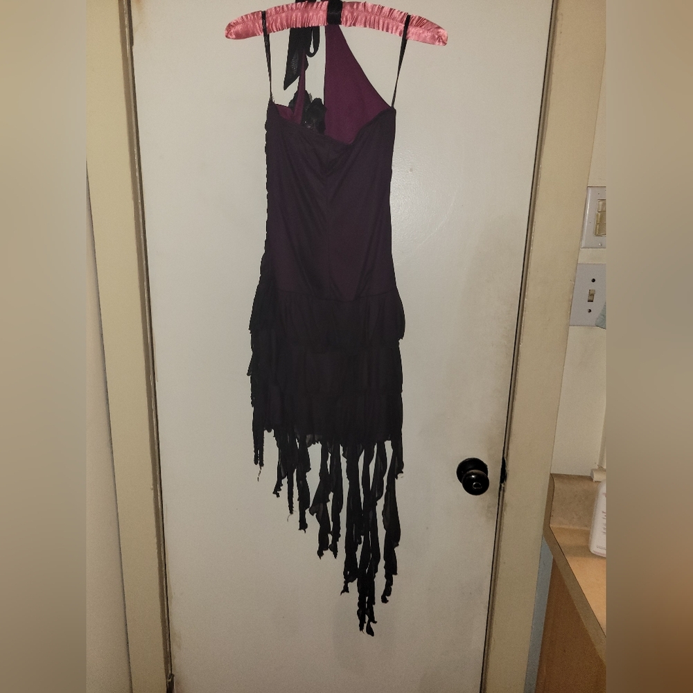 Purple and Black Fringe Dress